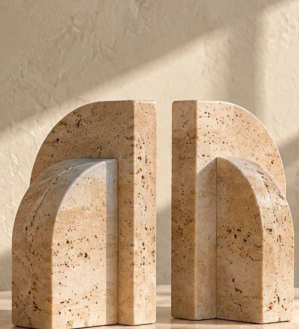 Luma Travertine Bookends